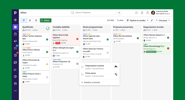 Screenshot Pipedrive sales pipeline